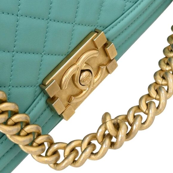 Boy Chanel Emerald Green Lambskin Small Chain Shoulder Bag - Picture 5 of 10